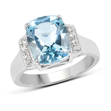 Load image into Gallery viewer, 4.28 Carat Genuine Blue Topaz and White Topaz .925 Sterling Silver Ring
