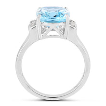 Load image into Gallery viewer, 4.28 Carat Genuine Blue Topaz and White Topaz .925 Sterling Silver Ring
