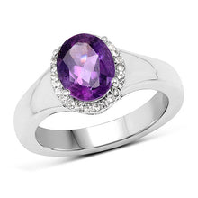 Load image into Gallery viewer, 1.73 Carat Genuine  Amethyst and White Topaz .925 Sterling Silver Ring
