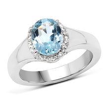 Load image into Gallery viewer, 2.63 Carat Genuine  Blue Topaz and White Topaz .925 Sterling Silver Ring
