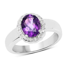 Load image into Gallery viewer, 1.68 Carat Genuine  Amethyst and White Topaz .925 Sterling Silver Ring
