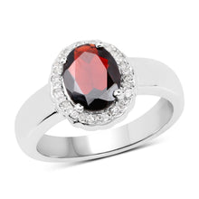 Load image into Gallery viewer, 2.58 Carat Genuine  Garnet and White Topaz .925 Sterling Silver Ring
