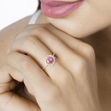 将图片加载到图库查看器，0.68 Carat Genuine Ruby and White Diamond 14K Yellow Gold Ring
