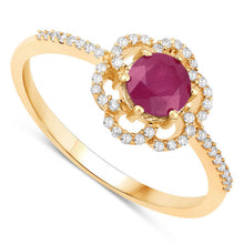 将图片加载到图库查看器，0.68 Carat Genuine Ruby and White Diamond 14K Yellow Gold Ring
