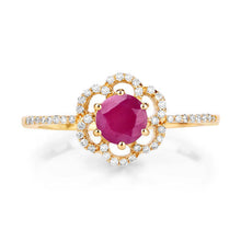 将图片加载到图库查看器，0.68 Carat Genuine Ruby and White Diamond 14K Yellow Gold Ring
