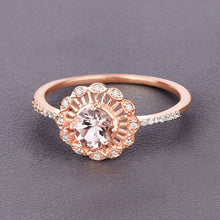 Load image into Gallery viewer, 0.54 Carat Genuine Morganite and White Diamond 14K Rose Gold Ring
