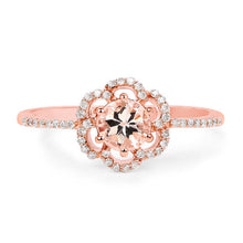 Load image into Gallery viewer, 0.54 Carat Genuine Morganite and White Diamond 14K Rose Gold Ring
