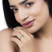 将图片加载到图库查看器，0.55 Carat Genuine Zambian Emerald and White Diamond 14K White Gold Ring

