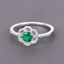 将图片加载到图库查看器，0.55 Carat Genuine Zambian Emerald and White Diamond 14K White Gold Ring
