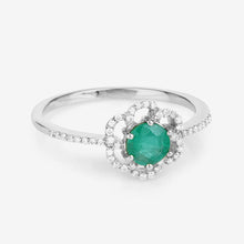 将图片加载到图库查看器，0.55 Carat Genuine Zambian Emerald and White Diamond 14K White Gold Ring
