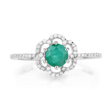 将图片加载到图库查看器，0.55 Carat Genuine Zambian Emerald and White Diamond 14K White Gold Ring
