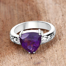Load image into Gallery viewer, 2.71 Carat Genuine Amethyst and White Topaz .925 Sterling Silver Ring
