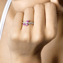 Load image into Gallery viewer, 0.68 Carat Genuine Ruby and White Diamond 14K White Gold Ring

