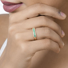 Load image into Gallery viewer, 0.35 Carat Genuine Zambian Emerald and White Diamond 14K Yellow Gold Ring
