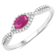 Load image into Gallery viewer, 0.40 Carat Genuine Ruby and White Diamond 14K White Gold Ring
