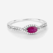 Load image into Gallery viewer, 0.40 Carat Genuine Ruby and White Diamond 14K White Gold Ring
