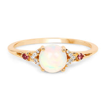 Load image into Gallery viewer, 0.57 Carat Genuine Opal Ethiopian, Pink Tourmaline &amp; White Diamond 14K Yellow Gold Ring

