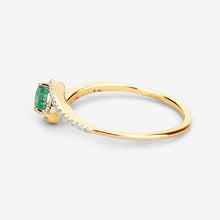 将图片加载到图库查看器，0.33 Carat Genuine Zambian Emerald and White Diamond 14K Yellow Gold Ring
