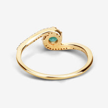 将图片加载到图库查看器，0.33 Carat Genuine Zambian Emerald and White Diamond 14K Yellow Gold Ring
