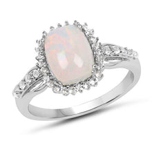 Load image into Gallery viewer, 1.55 Carat Genuine Ethiopian Opal and White Topaz .925 Sterling Silver Ring

