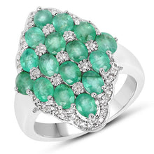 将图片加载到图库查看器，2.68 Carat Genuine Zambian Emerald and White Zircon .925 Sterling Silver Ring
