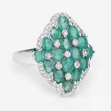 将图片加载到图库查看器，2.68 Carat Genuine Zambian Emerald and White Zircon .925 Sterling Silver Ring
