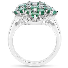 将图片加载到图库查看器，2.68 Carat Genuine Zambian Emerald and White Zircon .925 Sterling Silver Ring
