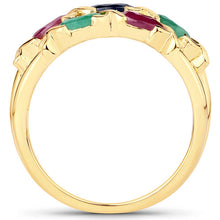 Load image into Gallery viewer, 1.63 Carat Genuine Ruby, Blue Sapphire and Emerald .925 Sterling Silver Ring
