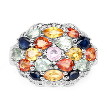 将图片加载到图库查看器，2.85 Carat Genuine Multi Sapphire .925 Sterling Silver Ring

