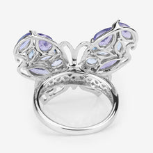 Load image into Gallery viewer, 3.60 Carat Genuine Tanzanite and Swiss Blue Topaz .925 Sterling Silver Ring
