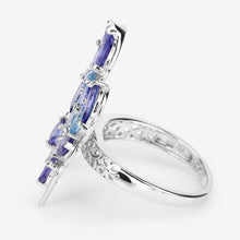Load image into Gallery viewer, 3.60 Carat Genuine Tanzanite and Swiss Blue Topaz .925 Sterling Silver Ring
