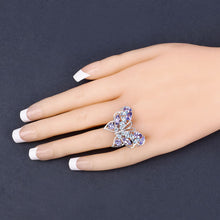 Load image into Gallery viewer, 3.60 Carat Genuine Tanzanite and Swiss Blue Topaz .925 Sterling Silver Ring
