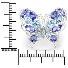 Load image into Gallery viewer, 3.60 Carat Genuine Tanzanite and Swiss Blue Topaz .925 Sterling Silver Ring
