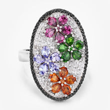 将图片加载到图库查看器，5.01 Carat Genuine Multi Stones .925 Sterling Silver Ring
