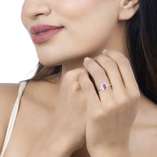 Load image into Gallery viewer, 0.75 Carat Genuine Ruby and White Diamond 14K White Gold Ring
