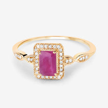 将图片加载到图库查看器，0.75 Carat Genuine Ruby and White Diamond 14K Yellow Gold Ring
