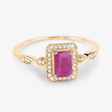 将图片加载到图库查看器，0.75 Carat Genuine Ruby and White Diamond 14K Yellow Gold Ring
