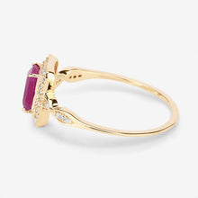 将图片加载到图库查看器，0.75 Carat Genuine Ruby and White Diamond 14K Yellow Gold Ring
