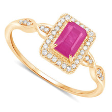 将图片加载到图库查看器，0.75 Carat Genuine Ruby and White Diamond 14K Yellow Gold Ring
