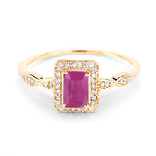 将图片加载到图库查看器，0.75 Carat Genuine Ruby and White Diamond 14K Yellow Gold Ring
