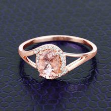 Load image into Gallery viewer, 0.78 Carat Genuine Morganite and White Diamond 14K Rose Gold Ring
