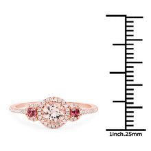 Load image into Gallery viewer, 0.63 Carat Genuine Morganite, Pink Tourmaline and White Diamond 14K Rose Gold Ring
