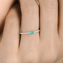 将图片加载到图库查看器，0.18 Carat Genuine Zambian Emerald and White Diamond 14K White Gold Ring
