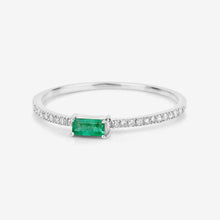 将图片加载到图库查看器，0.18 Carat Genuine Zambian Emerald and White Diamond 14K White Gold Ring
