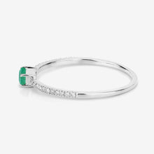将图片加载到图库查看器，0.18 Carat Genuine Zambian Emerald and White Diamond 14K White Gold Ring
