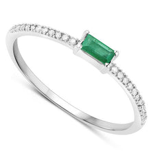 将图片加载到图库查看器，0.18 Carat Genuine Zambian Emerald and White Diamond 14K White Gold Ring

