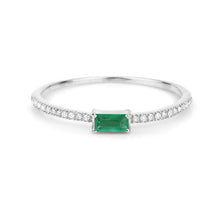 将图片加载到图库查看器，0.18 Carat Genuine Zambian Emerald and White Diamond 14K White Gold Ring
