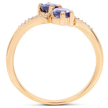 Load image into Gallery viewer, 0.51 Carat Genuine Tanzanite and White Diamond 14K Yellow Gold Ring
