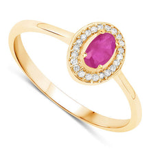 Load image into Gallery viewer, 0.33 Carat Genuine Ruby and White Diamond 14K Yellow Gold Ring

