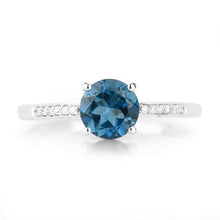 Load image into Gallery viewer, 1.05 Carat Genuine London Blue Topaz and White Diamond 14K White Gold Ring
